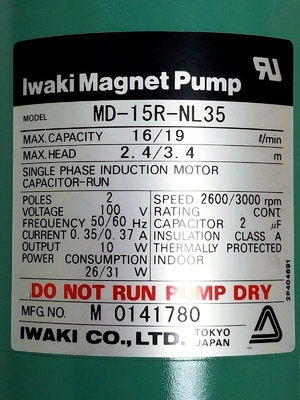新しい富士のフロンティア370/375のMinilab 133H0287Dポンプ アセンブリ（PU710-PU711） IWAKI MD-15R サプライヤー